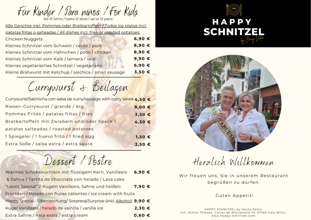 Menu Happy Schitzel 2024