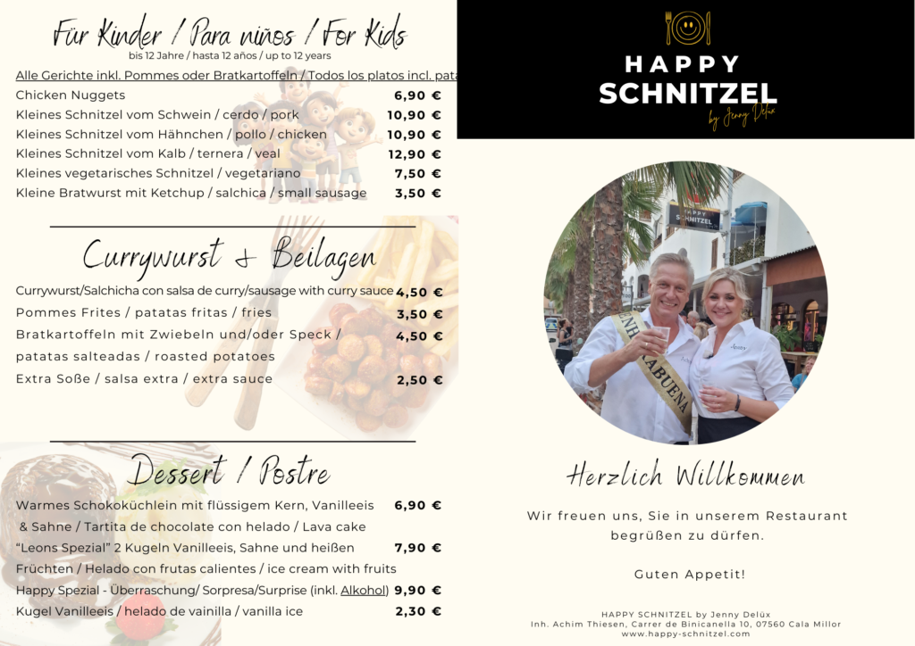 Happy Schnitzel Speisekarte